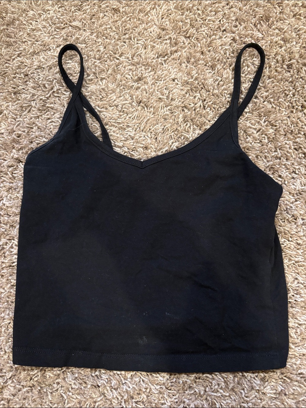 Boohoo Black V-Neck Spaghetti Strap Crop Cami